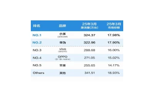 小米拿下3月国内市场份额第一 小幅领先华为