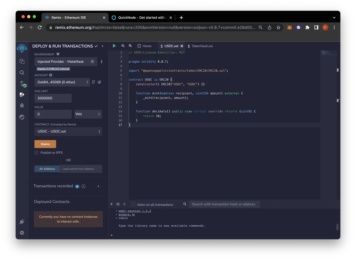 Remix.IDE USDC 部署