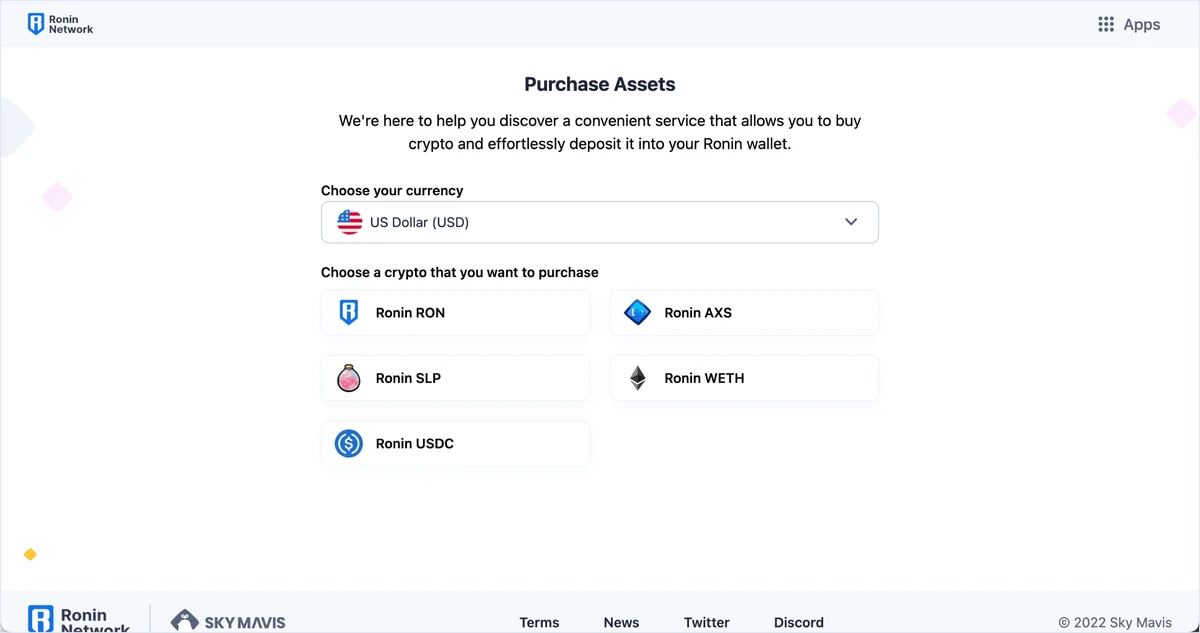使用链上提供商购买 Ronin