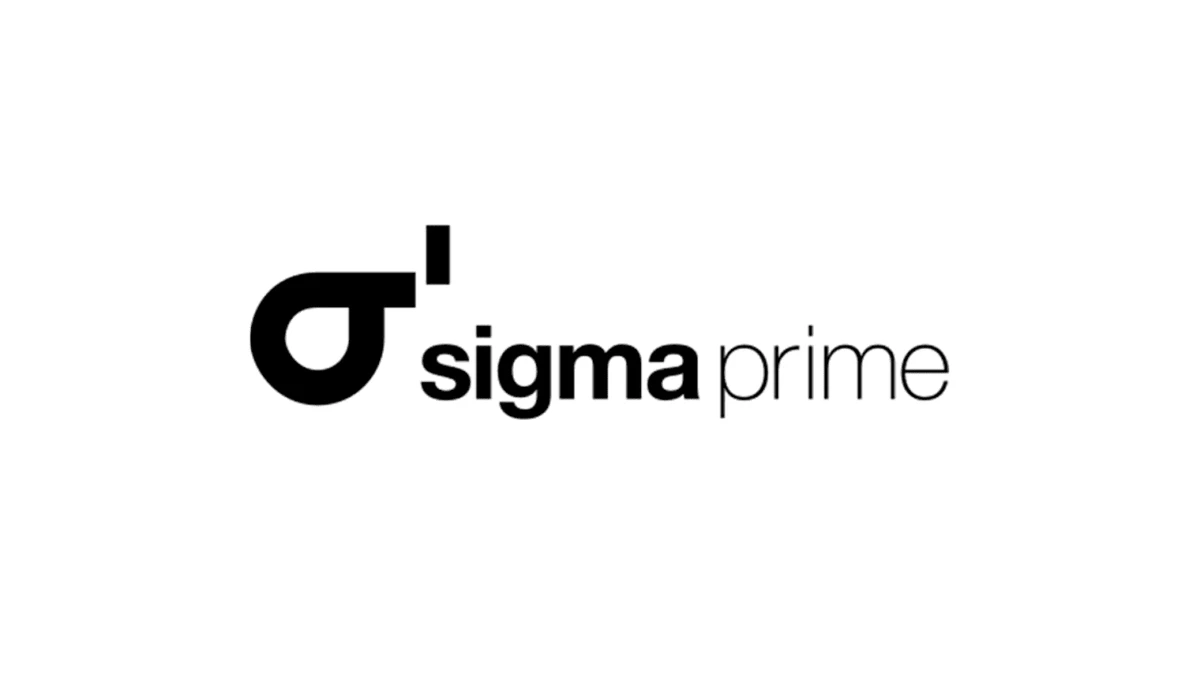 Sigma Prime logo: A sleek black-and-white design featuring a stylized sigma symbol paired with clean typography for a modern look.
