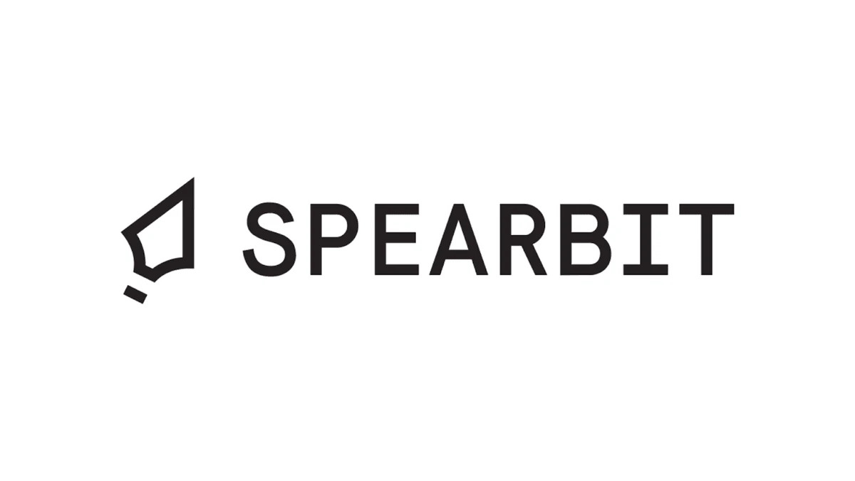 Spearbit logo: A clean, black-and-white design featuring a sharp spearhead shape, symbolizing precision and protection.