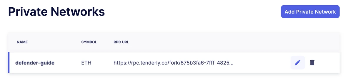 在 Defender 上编辑私有网络