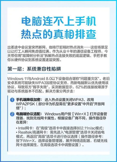 电脑为什么连不上手机热点