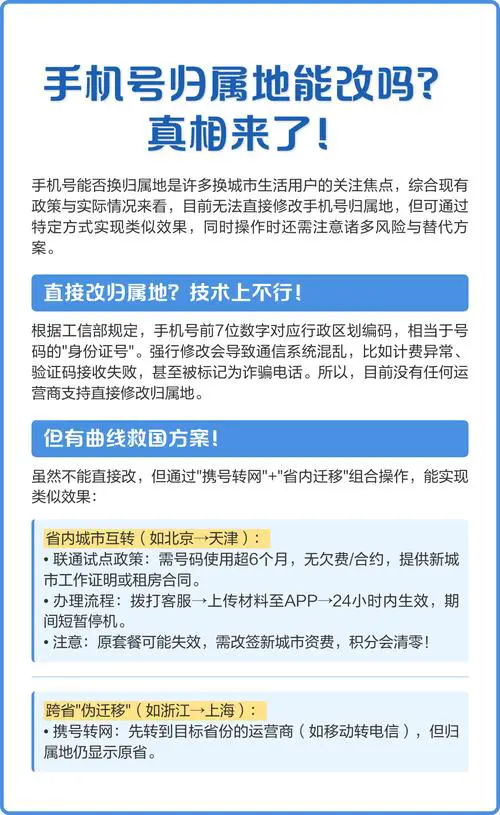 手机号码归属地可以更改吗