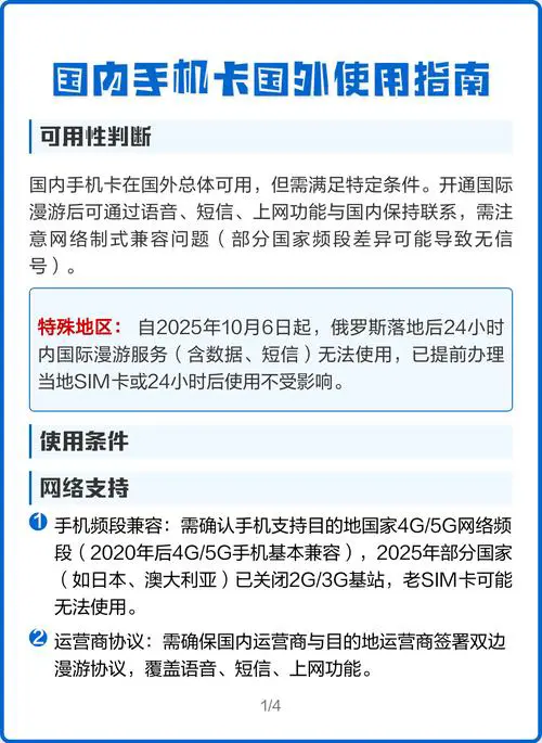 国内的手机卡在国外能用吗