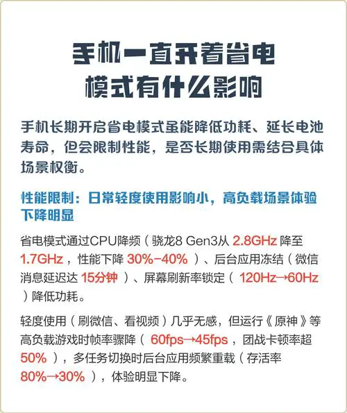 手机一直开省电模式好吗